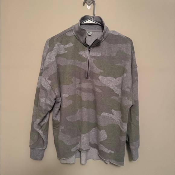 Aerie Washed Camo Quarter-Zip Pullover Sweater - Picture 2 of 3